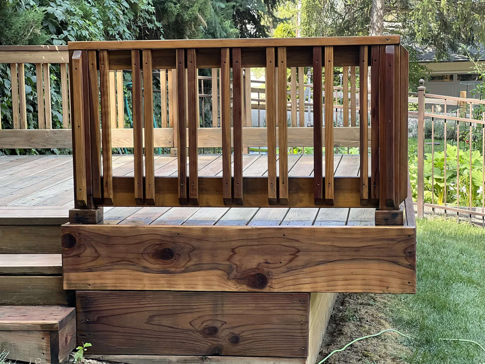 Cedar deck stain rail by Glenn Painting Co