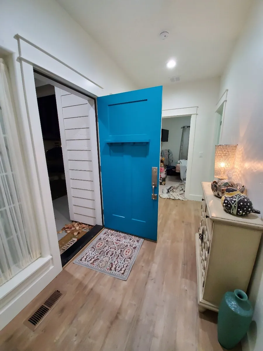 Interior blue front door by Glenn Painting Co