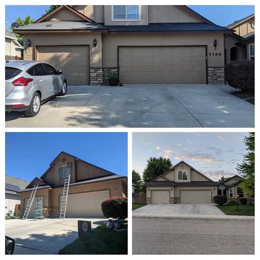 Two story exterior before during after by Glenn Painting Co